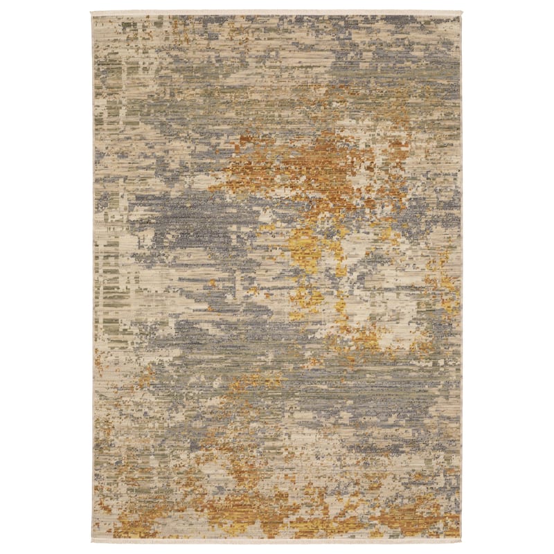Style Haven Shiloh Mottled Abstract Beige/Gold Wool Blend Area Rug - 3' 3" x 5' - Rectangle