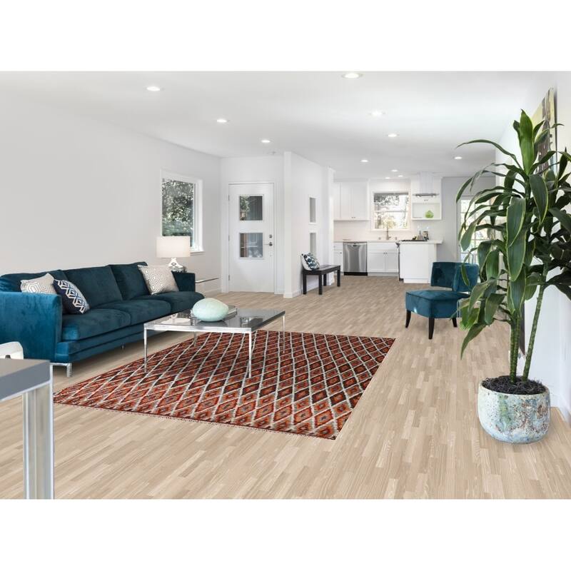 Hand Knotted Oriental 100% Wool Carpet Modern All-Over Oranges & Rust Moroccan Area Rug - 7' 11'' X 5' 8''