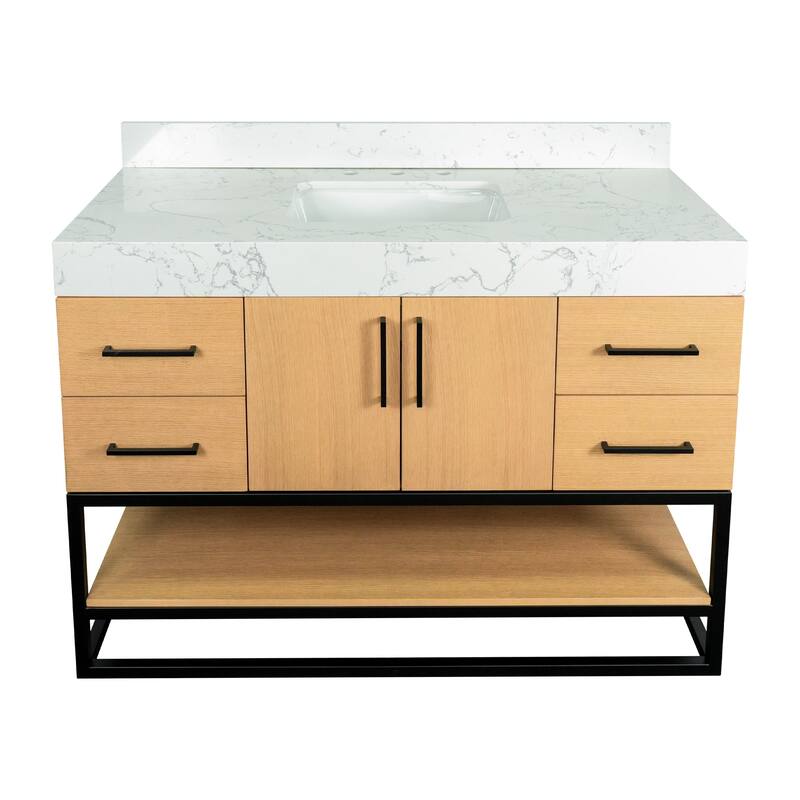 KitchenBathCollection Ellis 48" Bathroom Vanity with Engineered Marble Top