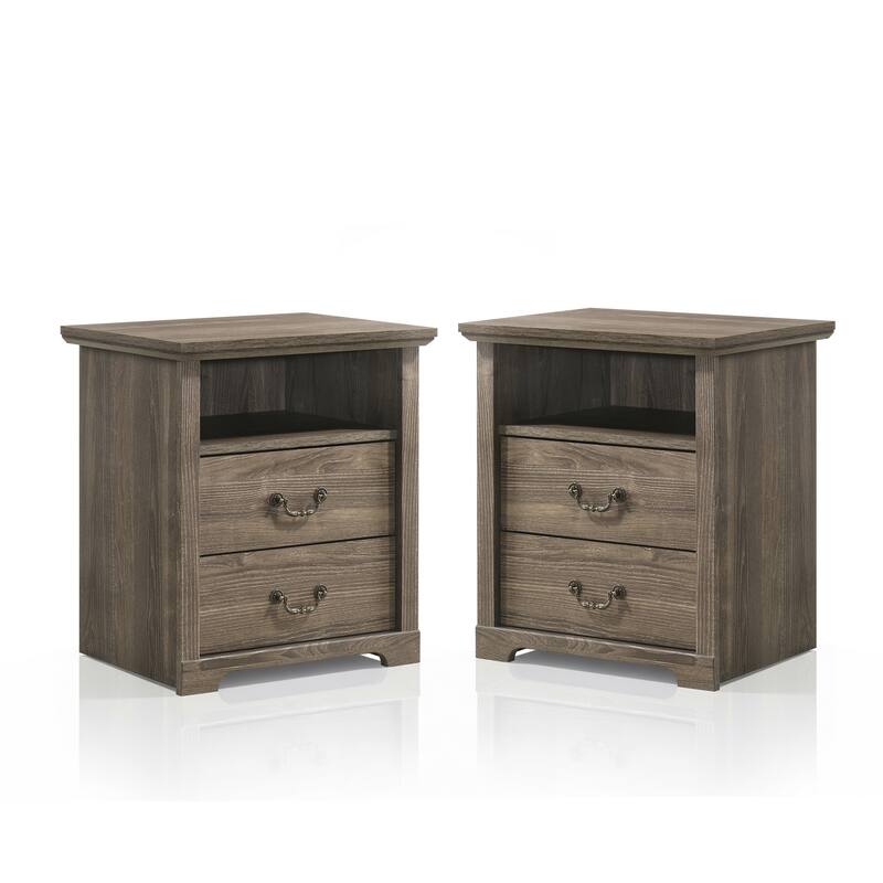 247 Shop At Home Marie 2-Drawer Set of 2 Nightstands with Open Storage Shelf
