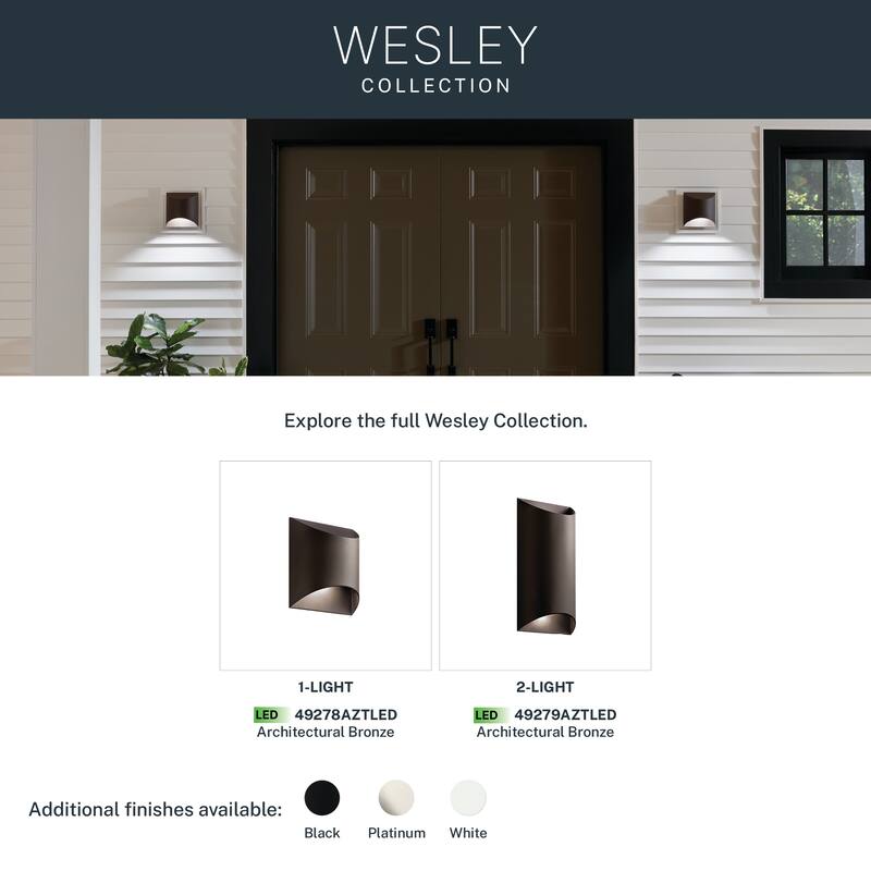 Kichler Lighting Wesley Collection 2-light Textured Architectural Bronze Outdoor Wall Sconce