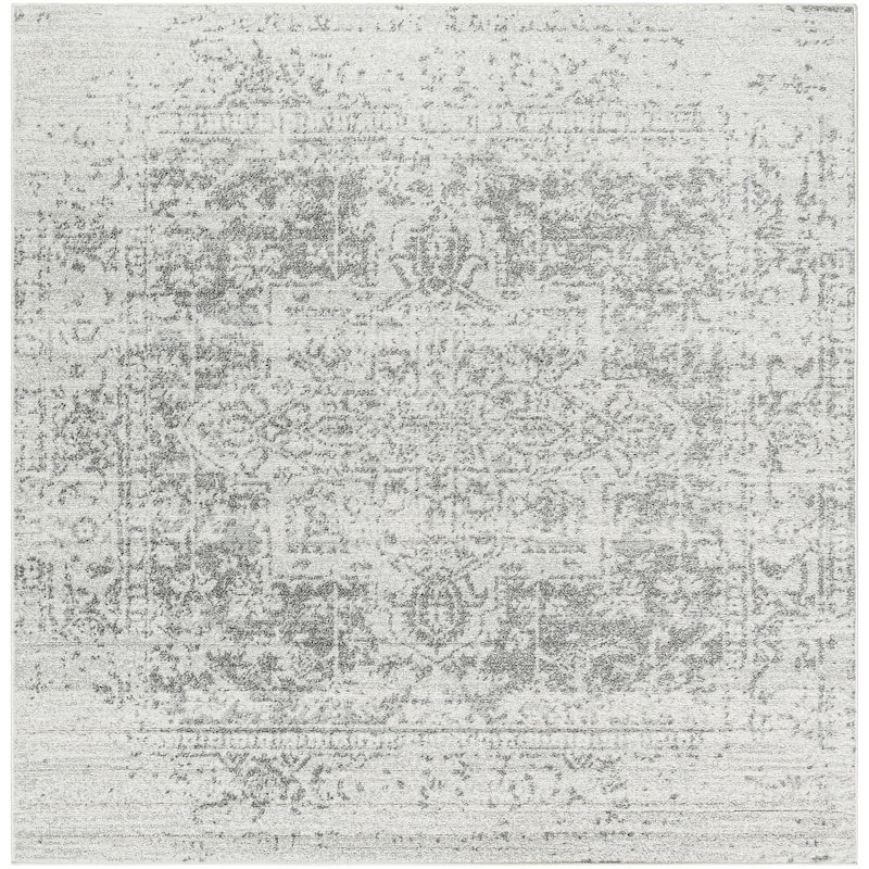 Livabliss Harput Traditional Area Rug - Grey - Square - 6' 7" x 6' 7"
