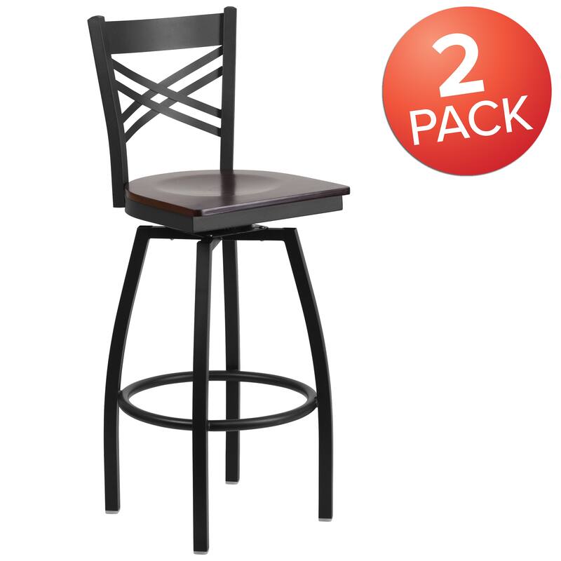 2 Pack ''X'' Back Swivel Metal Barstool - 16.5"W x 20.5"D x 44.5"H - 16.5"W x 20.5"D x 44.5"H