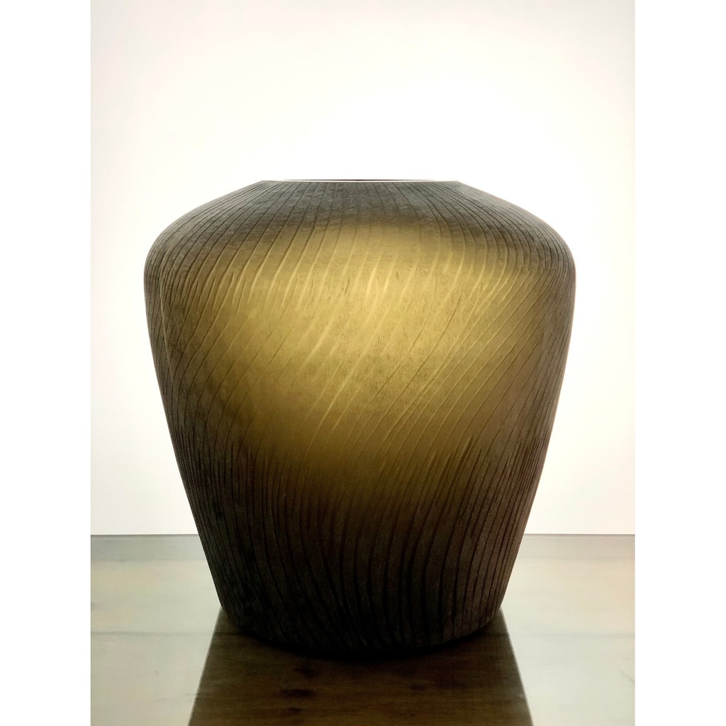 Supra Vase Lehri Cut Stone Finish Smoke Dia 16.50" -ST - Smoke - Smoke