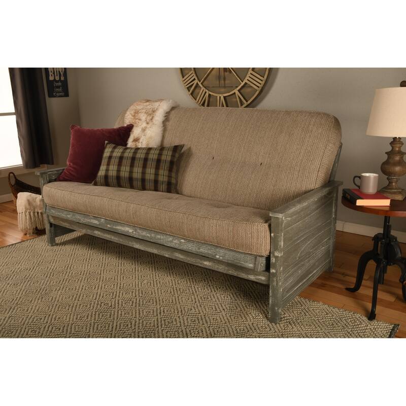 Somette Lexington Full-size Futon Set in Weathered Gray Finish with Mattress - Taxi Woodsmoke