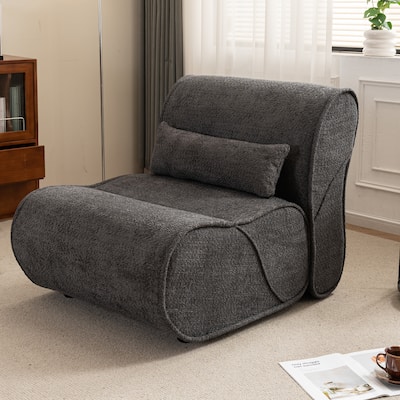 Ergonomic Design Pellet Velvet Sofa Lounge Chair with Pillow