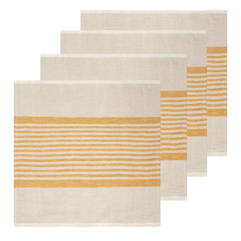Caravan Brittany Napkins - Set of 4 - Natural, Mustard