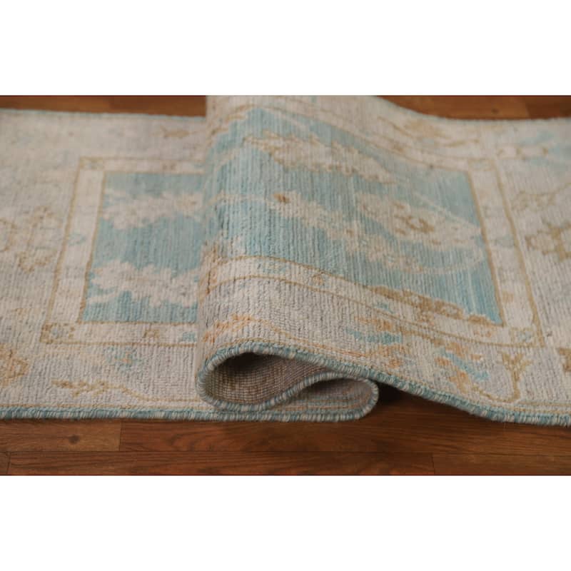 Vegetable Dye Oushak Turkish Rug Hand-knotted Oriental Wool Carpet - 1'11" x 4'1"