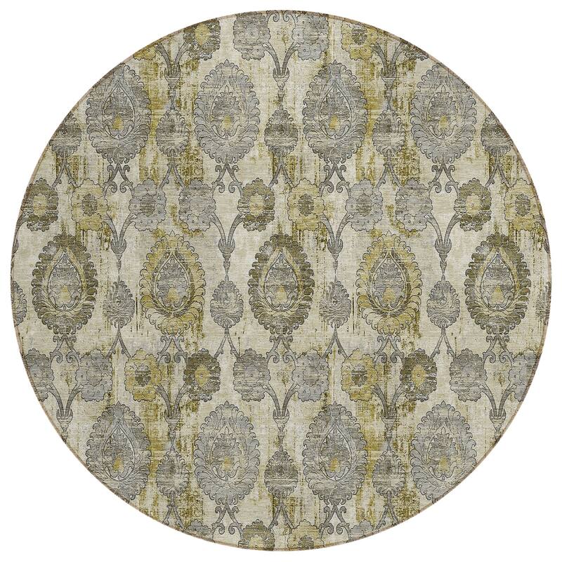 Machine Washable Indoor/ Outdoor Chantille Casual Floral Rug