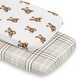 preview thumbnail 1 of 4, Sweet Jojo Designs Boho Teddy Bear Boy, Girl, Gender Neutral 2 Pack Baby Bassinet Fitted Sheets Taupe Plaid & Watercolor Classic
