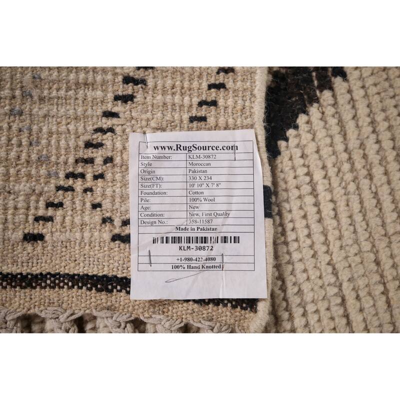 All-Over Geometric Moroccan Modern Area Rug Handmade Wool Carpet - 7'8"x 10'10"