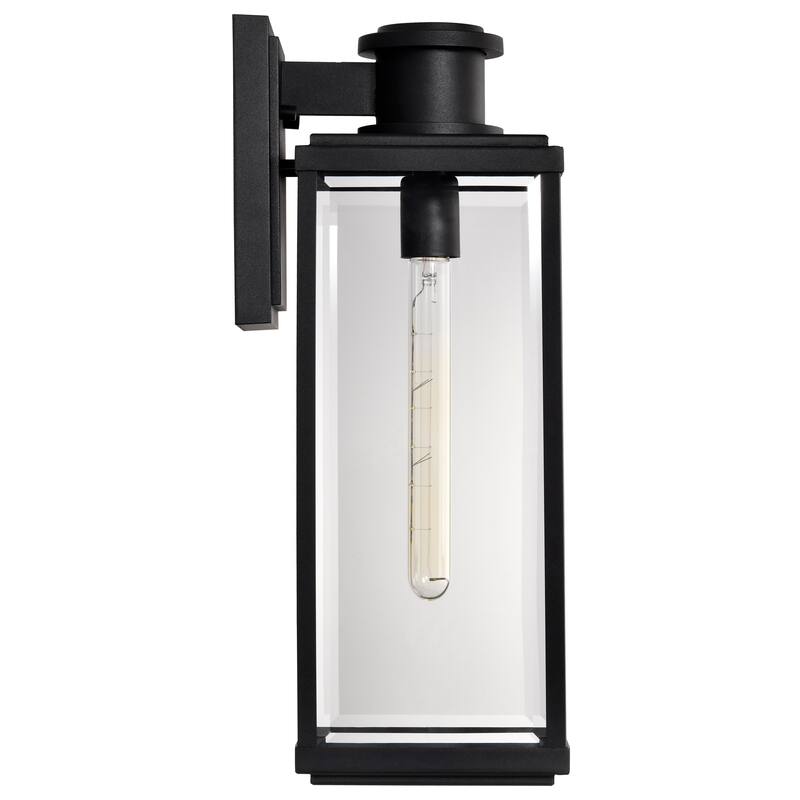 Luca Large Outdoor Lantern Sand Black Finish Clear Beveled Glass - Sand Black