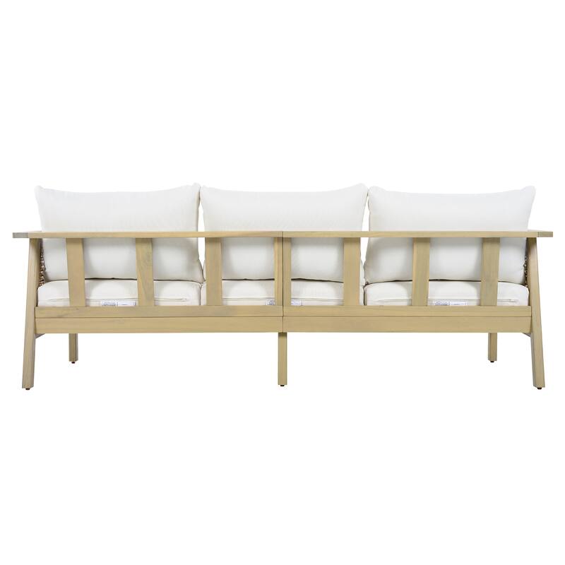 Christopher Knight Home - Modern 5-Piece Outdoor Acacia Wood and Wicker Conversation Set with Removable Cushions & Coffee Table