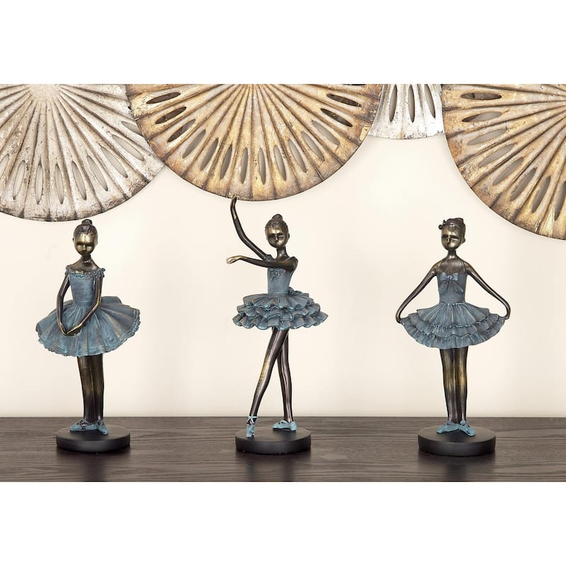 Polystone Dancer Decorative Sculpture - Set of 3 Teal - Roche River Decor