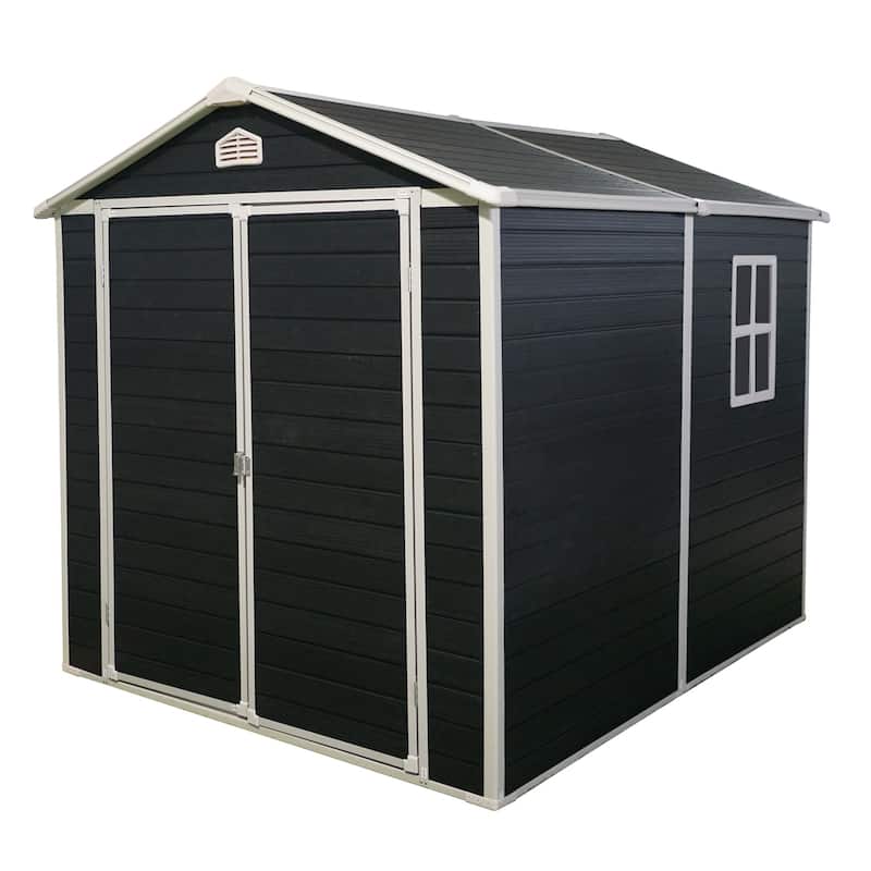Resin Tool Shed with Double Doors and Padlock Handles All-Weather Outdoor Shed Storage Shed Garden Shed, Water-proof