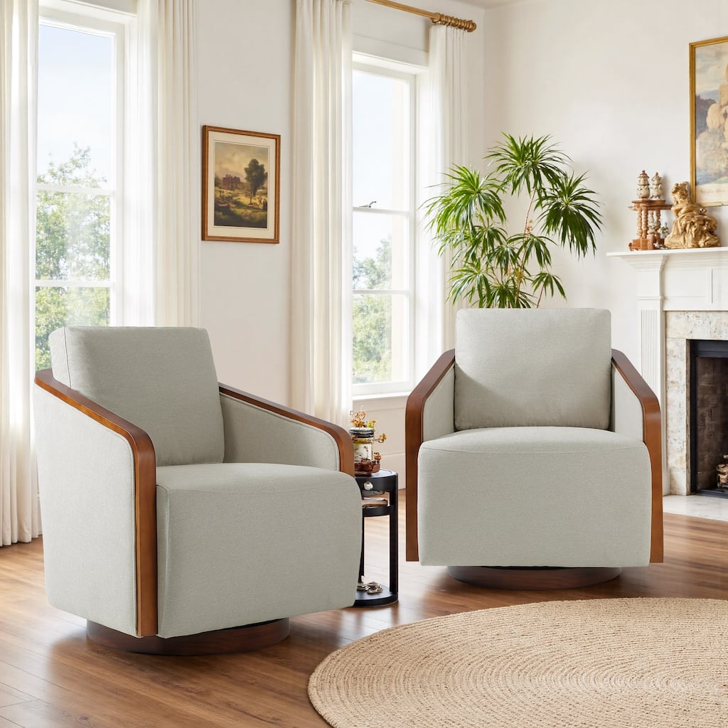 Modern Upholstered Swivel Accent Chair Set of 2