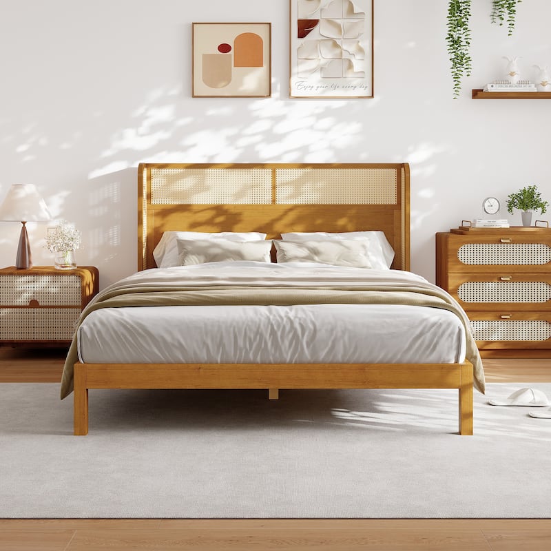 Christopher Knight Home - Hawthorne Rubber Wood Platform Bed Frame with Headboard