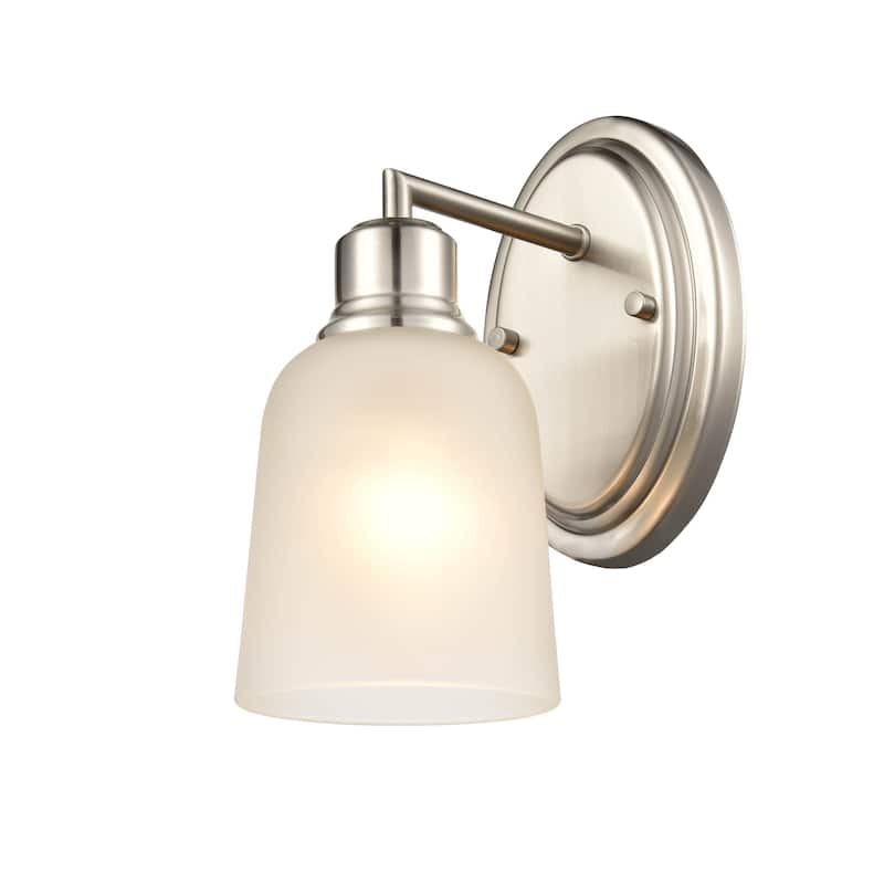 Millennium Lighting Amberle 1 Light Brushed Nickel or Matte Black Wall Sconce with Frosted White Shade