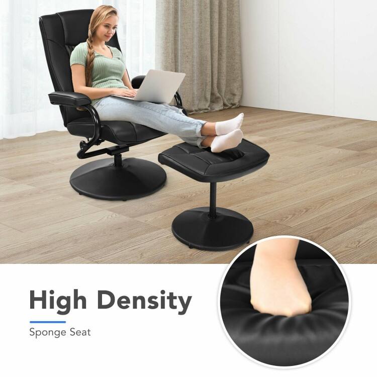 360° PVC Leather Swivel Recliner Chair with Ottoman