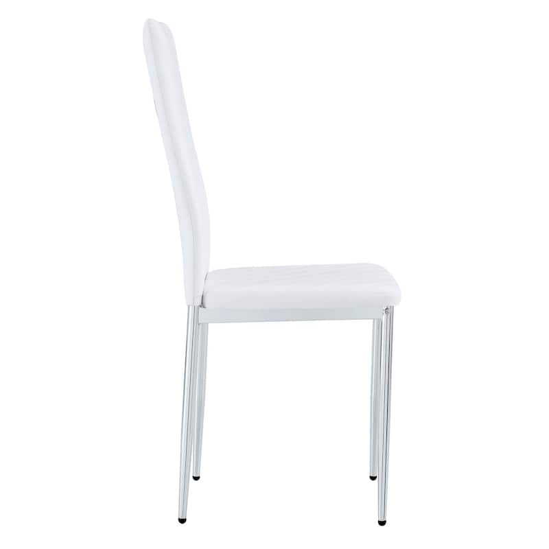 Roomfitters Modern PU Dining Chairs with Silver Metal Legs, Minimalist Dining Chairs, Set of 6