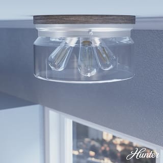 Hunter Devon Park 3-Light Flush Mount Ceiling Light - Clear Glass - Farmhouse, Rustic, Transitional