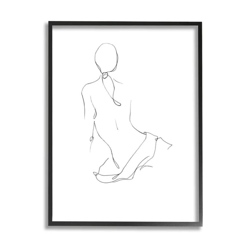 Stupell Female Figure Pose Back Linework Minimal Design Framed Wall Art