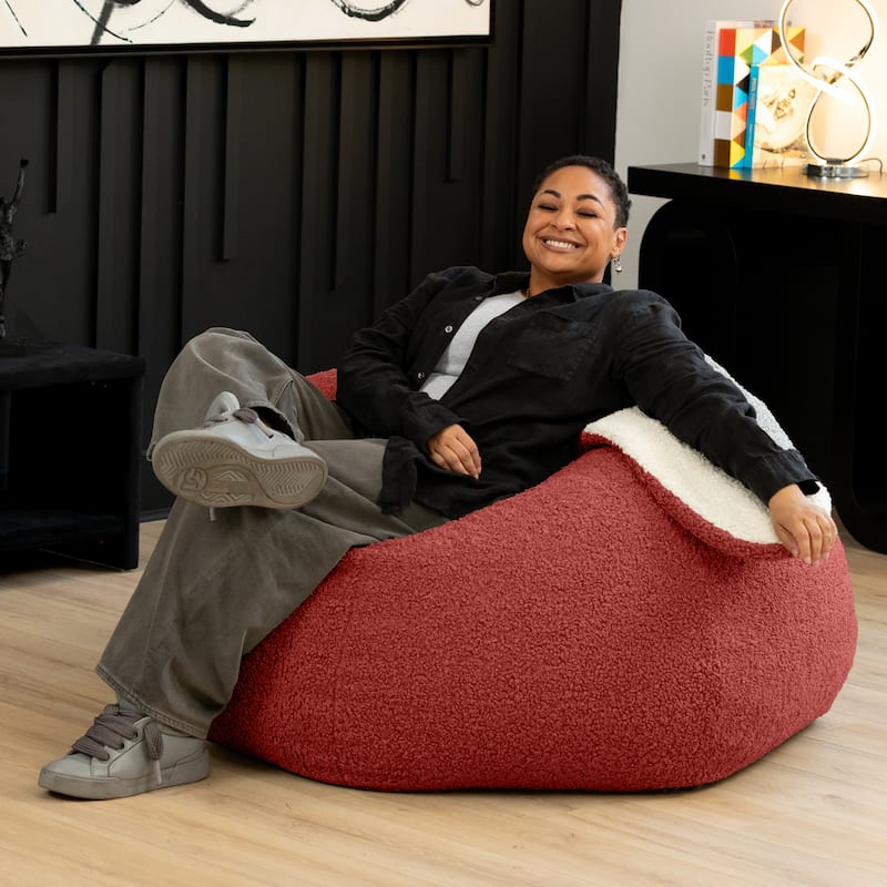 Raven-Symoné Home HopSeat Bunny - Oval Shaped Large Bean Bag Chair with Ears, Ultra Soft Shearling