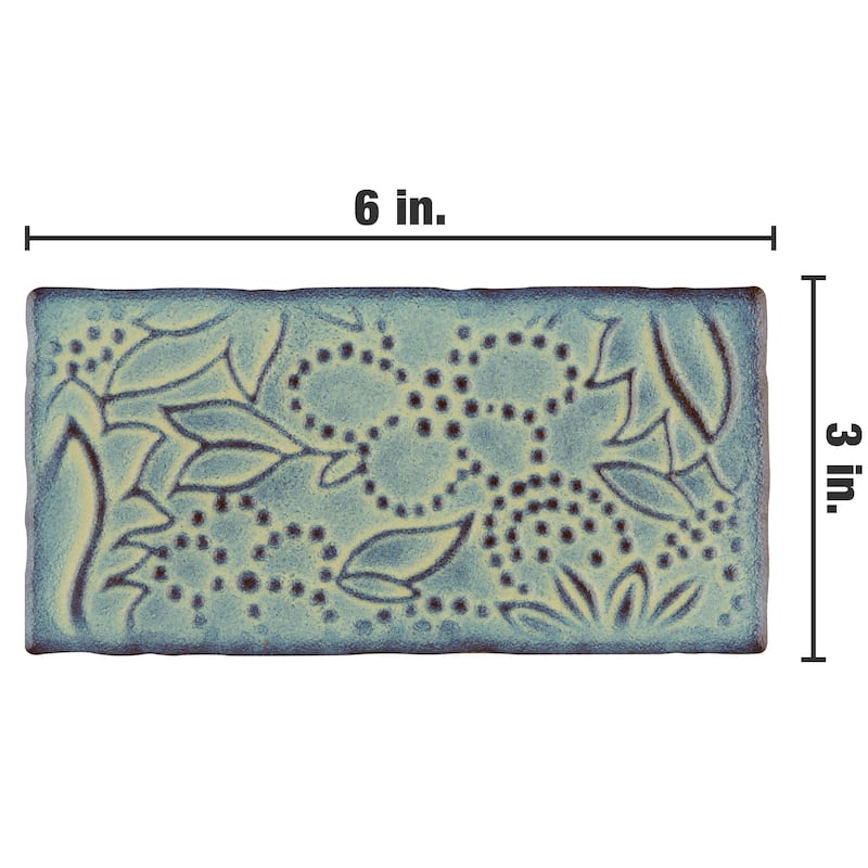 Merola Tile Antic Feelings Agua Marina 3" x 6" Ceramic Wall Tile