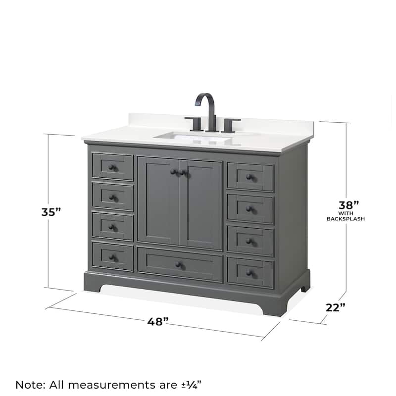 Wyndham Collection WCS202048S-QTZ-US3MXX Deborah 48" Free Standing
