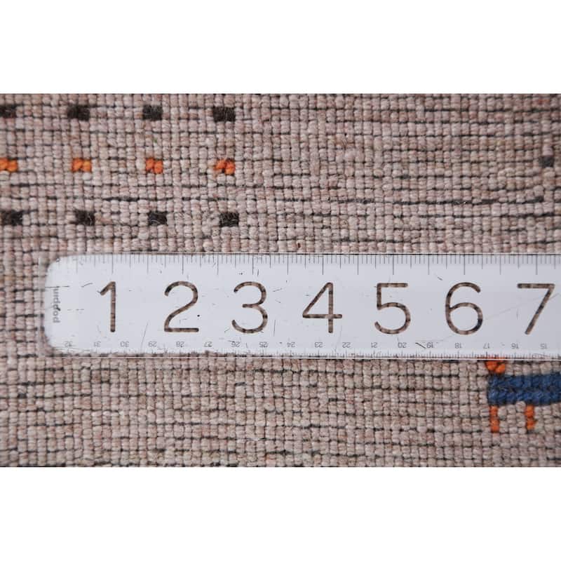 Hand Knotted Oriental 100% Wool Carpet Tribal Stripe Brown Gabbeh Area Rug - 4' 11'' X 3' 1''