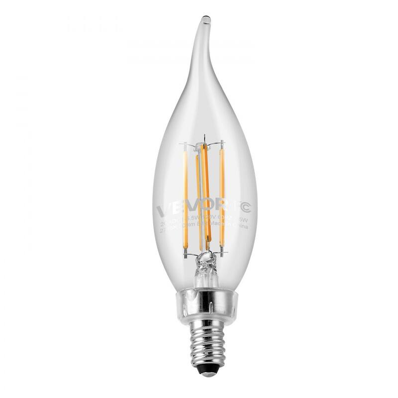 Clear Glass LED Candelabra Bulbs 12-Pack Flame Tip Dimmable E12 - 1.38 x 4.7 in