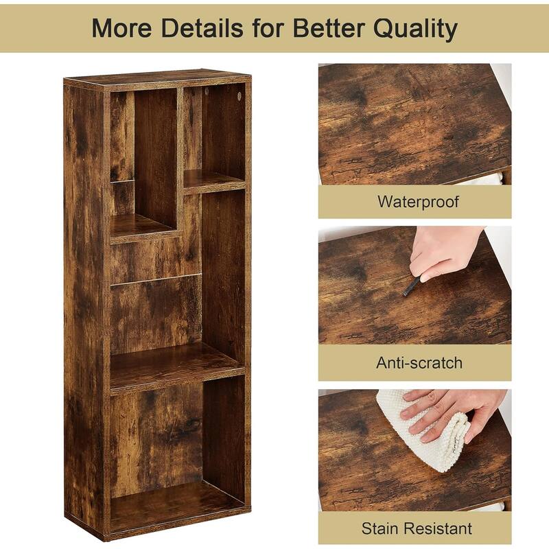 VECELO 3-Tier Bookcase and 4-Tier Bookcase set, Modern & Contemporary Wooden Bookshelf sets(set of 2)