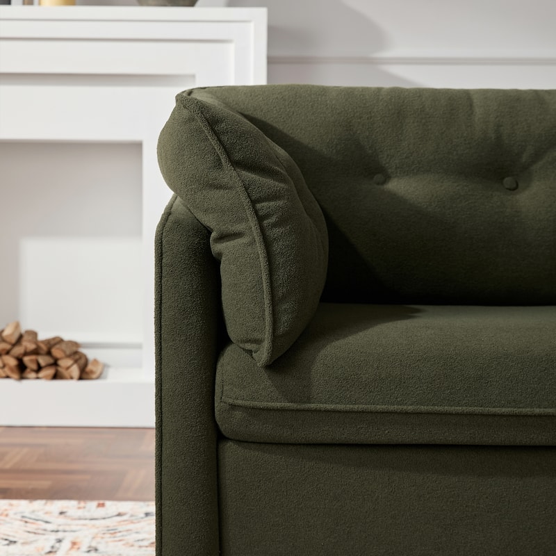 Chenille & Wood Oversized Lounge Chair with Thick 15" Cushion, Removable Armrests, and Button-Tufted Design