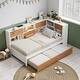 preview thumbnail 5 of 17, Twin Bed Frame with Trundle Bed and Bookcase, Wooden Captain Bed Built-in Led Downlight and USB Port for Guest Room, Bedroom