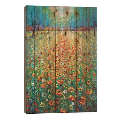 Wild Flowers Print On Wood by Kimberly Adams - Multi-Color