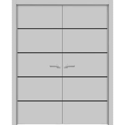 Solid French Double Doors 36 x 80 Planum 0015 Grey Matte with