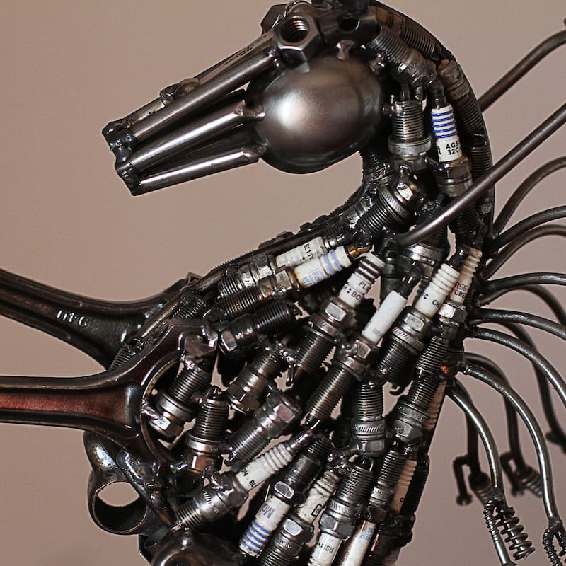 Novica Handmade Iron Horse Upcycled Metal Auto Part Sculpture