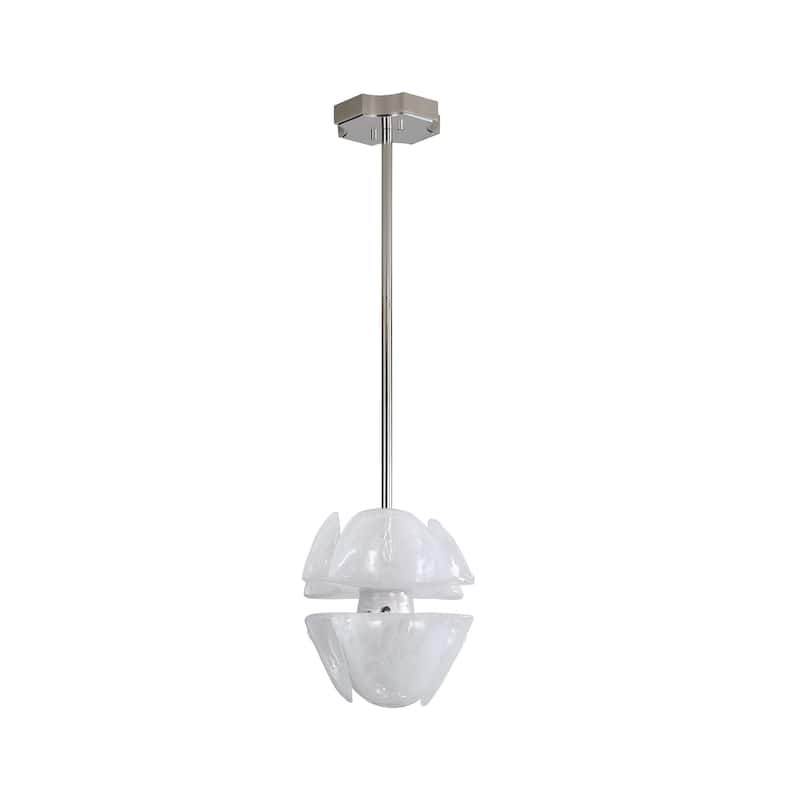 Glacier LED 2-Light Pendant in Polished Nickel with Icy Glass Shade - Gold