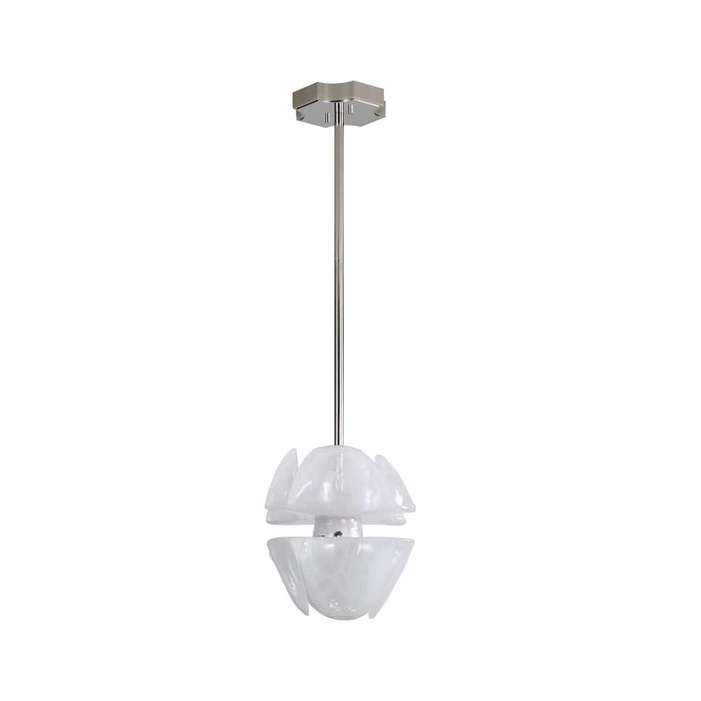 Glacier LED 2-Light Pendant in Polished Nickel with Icy Glass Shade - Gold