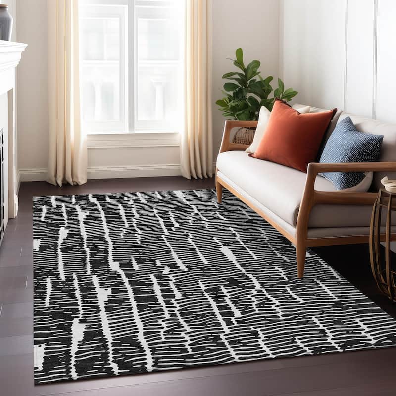 Machine Washable Indoor/ Outdoor Chantille Modern Abstract Rug