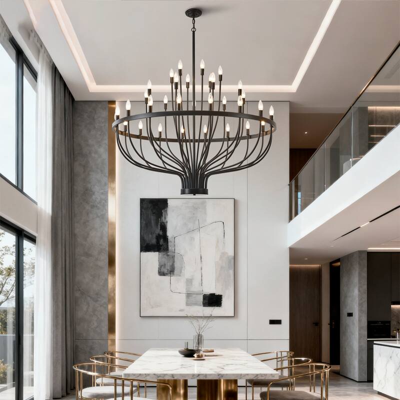 Industrial Chandelier Rustic Vintage 33-Lights Candle Style Light Fixture Large Retro