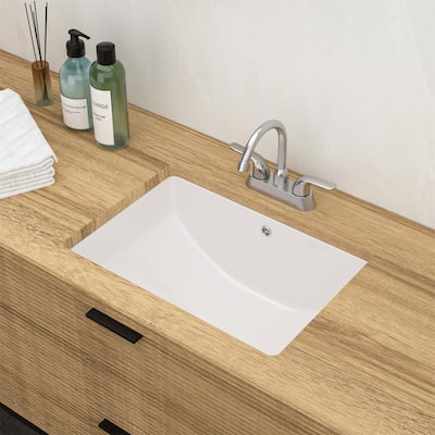 19.7"x14" Ceramic Rectangular Undermount Bathroom Sink with Overflow