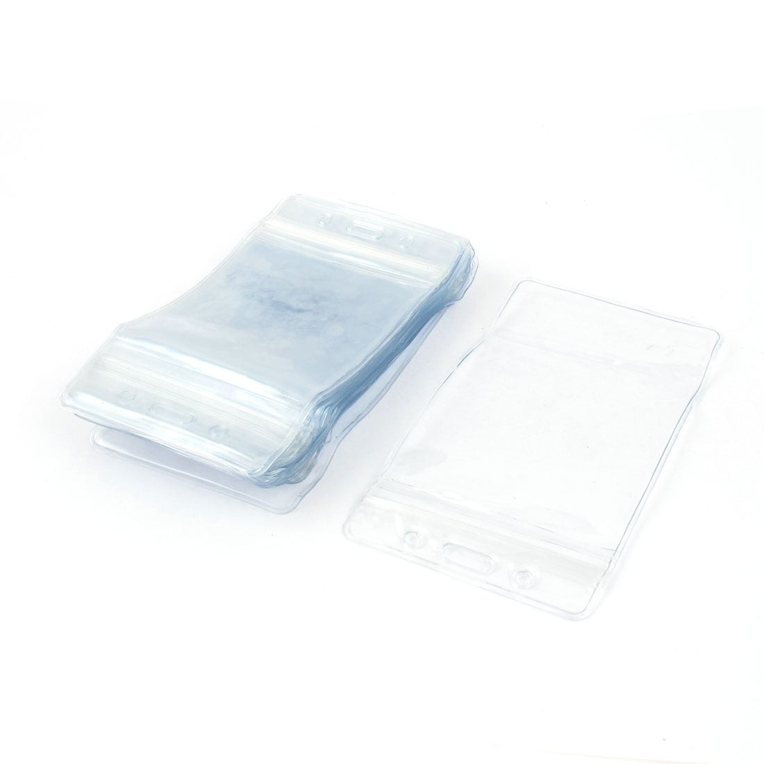 5 Pcs Blue Clear Vertical Design Strap Hole Business ID Card Badge Holder Pouch