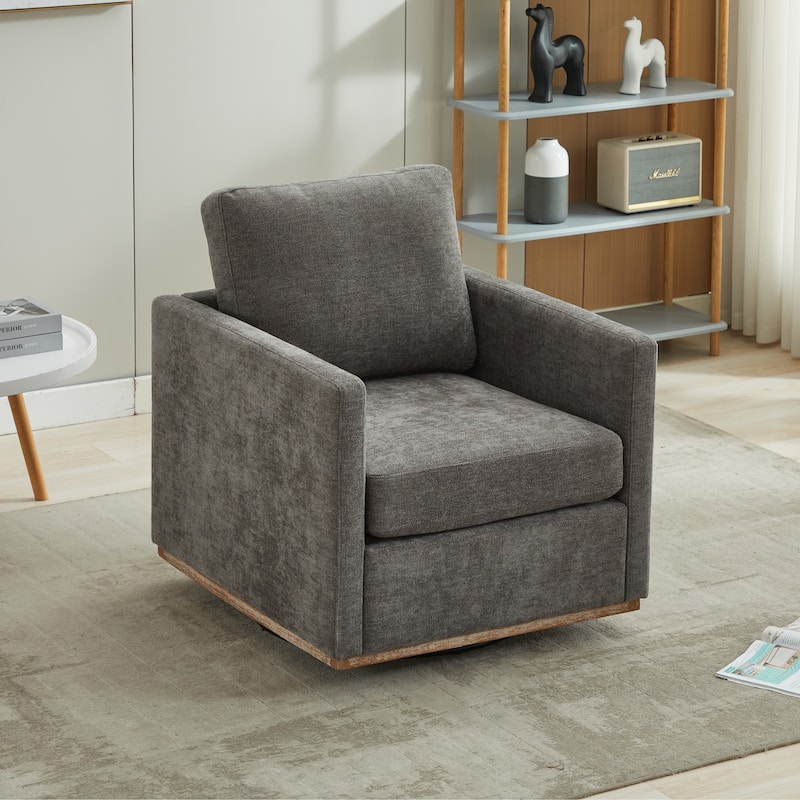 Mid Century Modern Swivel Accent Chair, 360 Degree Swivel Armchair For Living Room, Bedroom - Charcoal