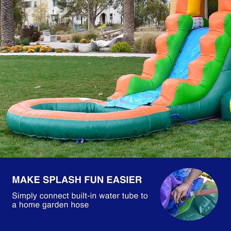HeroKiddo Tropical Breeze Commercial Grade Inflatable Bounce House & Water Slide Combo with Detachable Pool (No Blower Included)