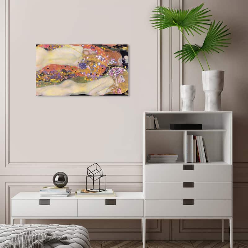 Wynwood Studio Canvas People and Portraits Gustav Klimt - Water Serpents II Pink and Salmon Traditional Wall Art Canvas Print - 16 x 24