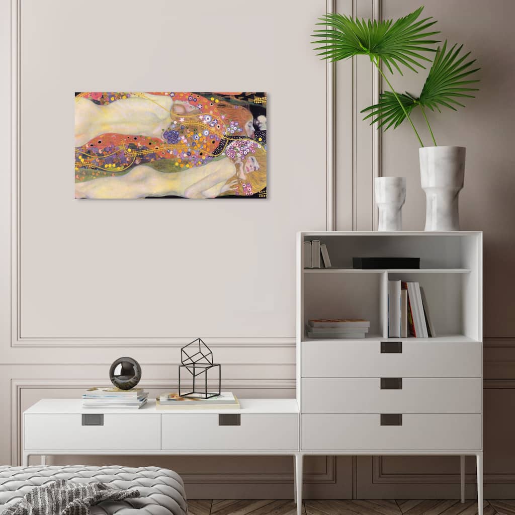 Wynwood Studio Canvas People and Portraits Gustav Klimt - Water Serpents II Pink and Salmon Traditional Wall Art Canvas Print