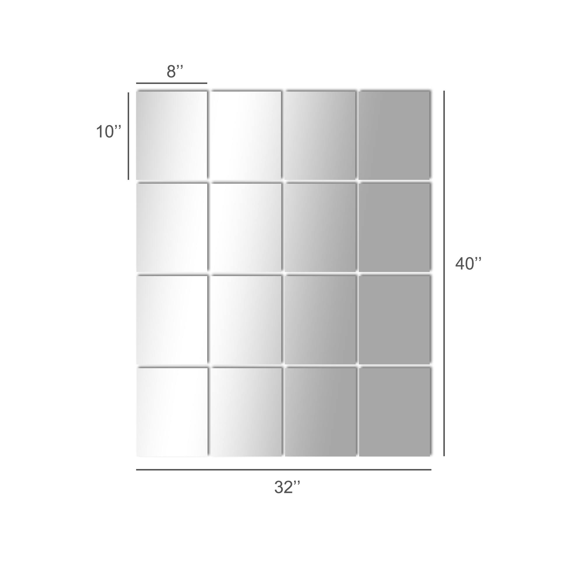 Wall Mirror Full Length (Glass, 10''x8''x 16PCS), Large Full Body