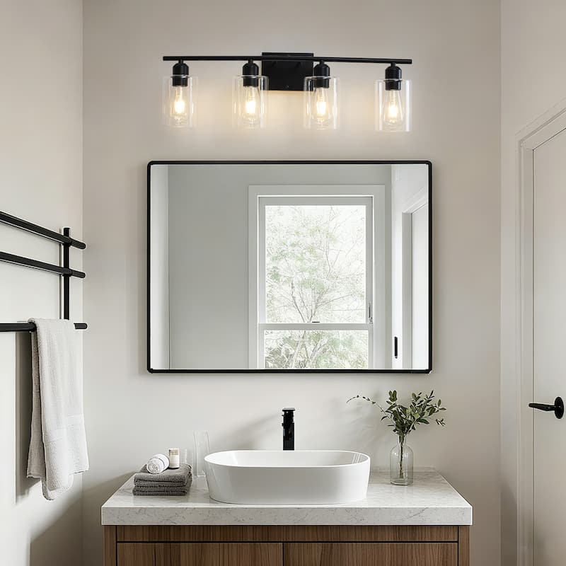 4-Light Modern Dimmable Vanity Light with Clear Glass Shade
