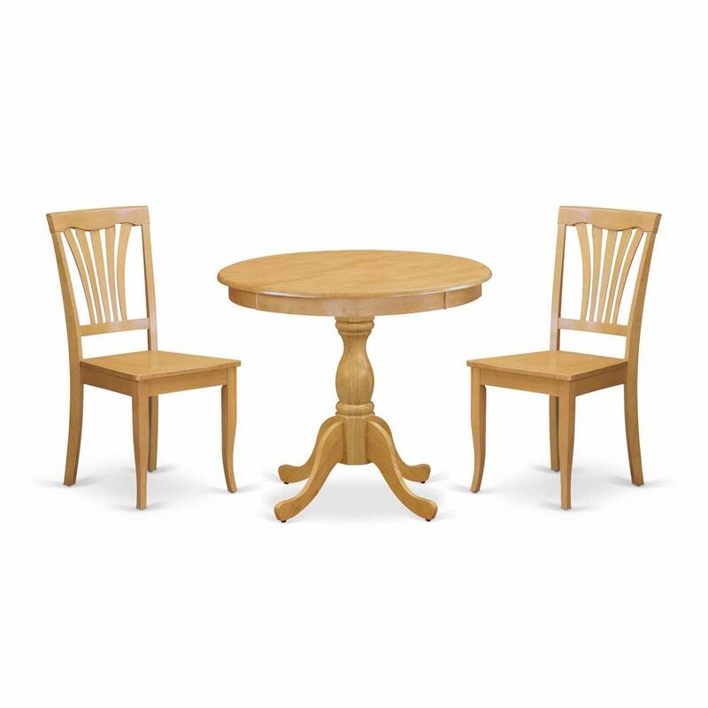 3-Piece Natural Oak Finish Solid Wood Top - Dining Room Set - Seats 4